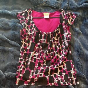 Worthington Pink and Black Geometric Blouse